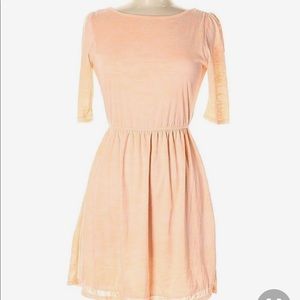 Peachy pink short sleeved A-line dress